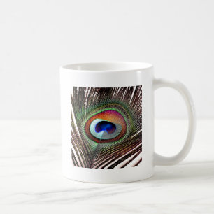 Caneca De Café Pena Colorida de Peacock de Cobre
