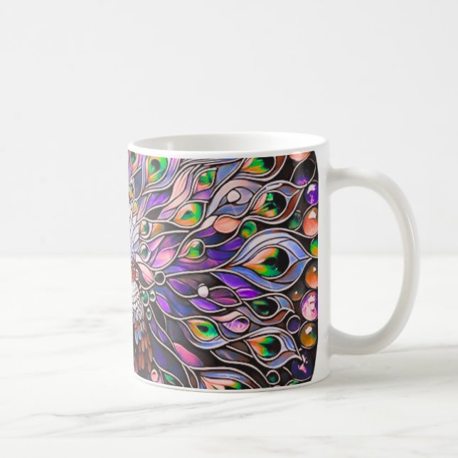 Caneca De Café "Pena de Pavão Iridescente Estética (Direita)