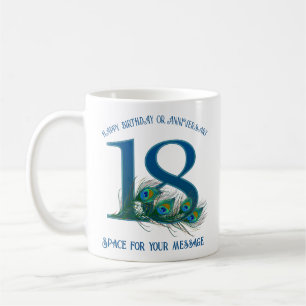 Caneca De Café Pena de Pavão para Aniversário ou Aniversário de 1
