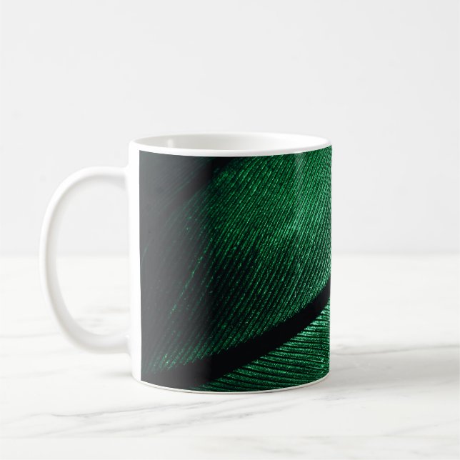 Caneca De Café Pena Verde, Linda Textura Padrão. (Esquerda)