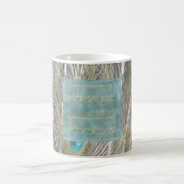 Caneca De Café Penas bonito de Peacock Poem de Sonhos Dourados