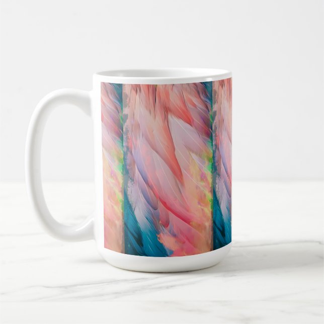 Caneca De Café Penas Coloridas de Flamingo (Esquerda)