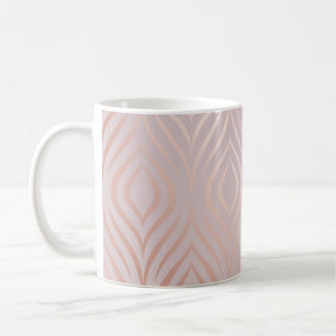 Caneca De Café penas de pavão de ouro-rosa, vindimagem