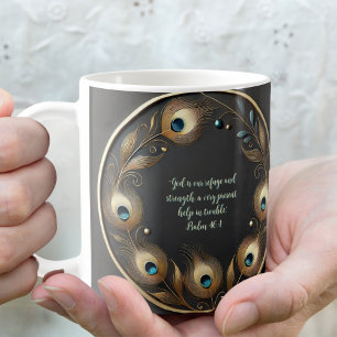 Caneca De Café Penas de Peacock Elegantes mínimas personalizáveis