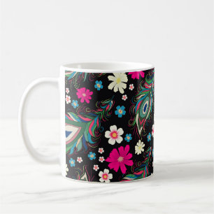Caneca De Café Penas de Peacock Embroiderme Sem Costura Padrão