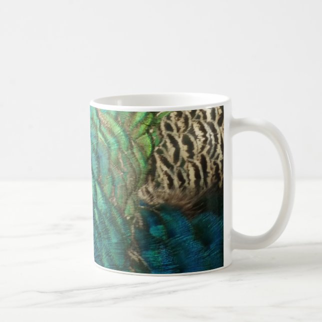 Caneca De Café Penas de Peacock I Abstrato (Direita)