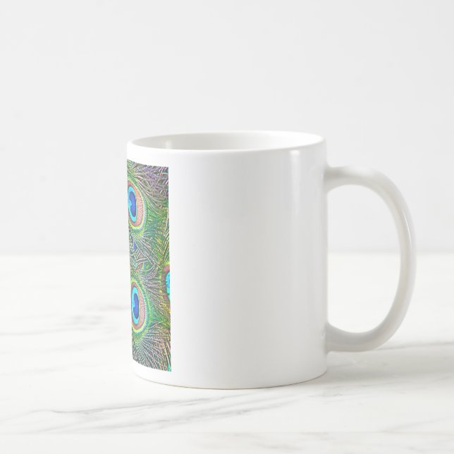 Caneca De Café Penas de Peacock Kaleidoscope Impressão (Direita)