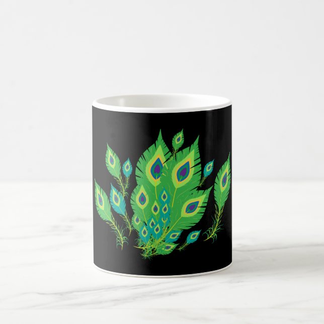 Caneca De Café Penas de Peacock | Pássaros-Pássaros | Natureza (Centro)