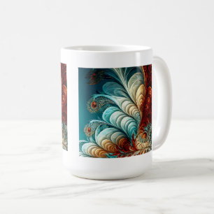Caneca De Café Penas Fractais Clássicas Mug, 15 oz