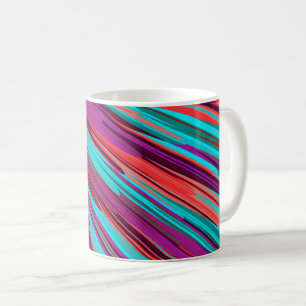 Caneca De Café Penas Geométricas de Abstrato de Teal Laranja Lila