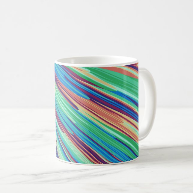 Caneca De Café Penas Geométricas do Abstrato de Teto Laranja Azul (Frente Esquerda)