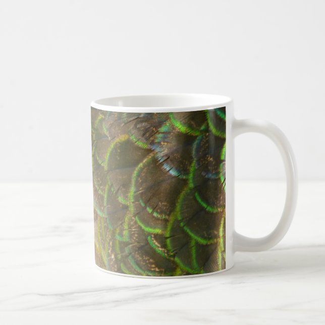 Caneca De Café Penas Peacock III (Mulher) Design (Direita)