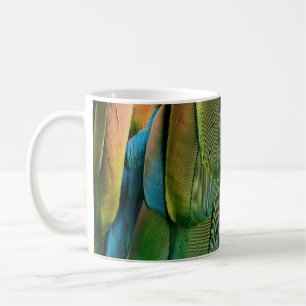 Caneca De Café Penas verdes e azuis