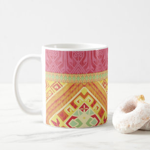 Caneca De Café Penas Vermelhas e Amarelas