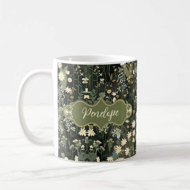 Caneca De Café Penelope Dark Daisy Floral (Esquerda)