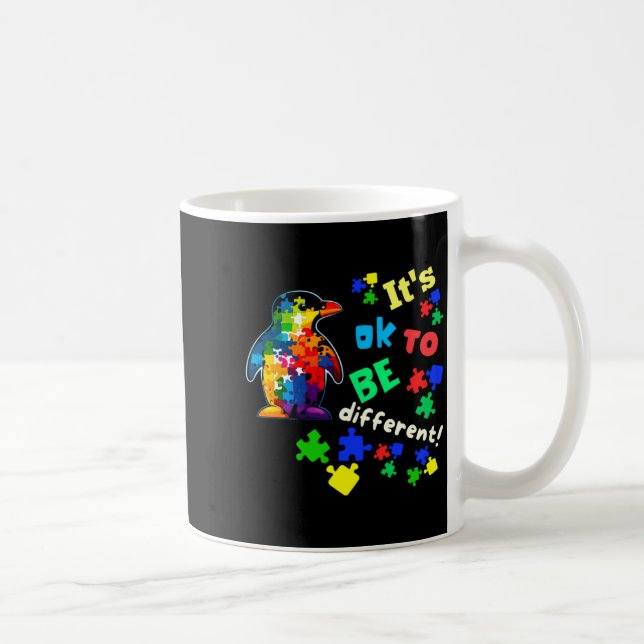 Caneca De Café Pengim de Aceitação da Conscientização do Autismo  (Direita)
