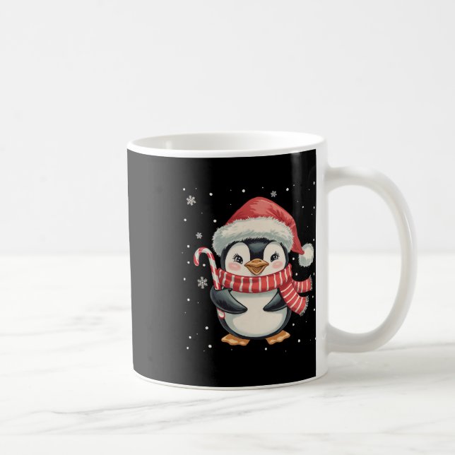 Caneca De Café Penguin Christmas Candy Cane Santa Hat Engraçado X (Direita)