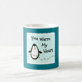 Caneca De Café Penguin divertido no Natal, uma festa de Natal enc