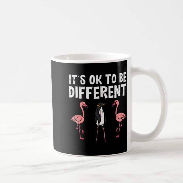 Caneca De Café Penguin Its Okay To Be Different Flamingo Men Wome (Direita)