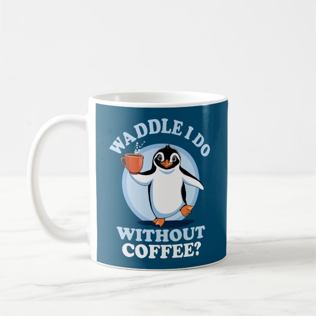 Caneca De Café Penguin Pun | Mão I Sem Café (Esquerda)