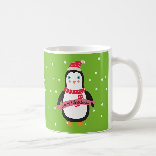 Caneca De Café Penquim de Natal Bonito e Pesonizado (Direita)