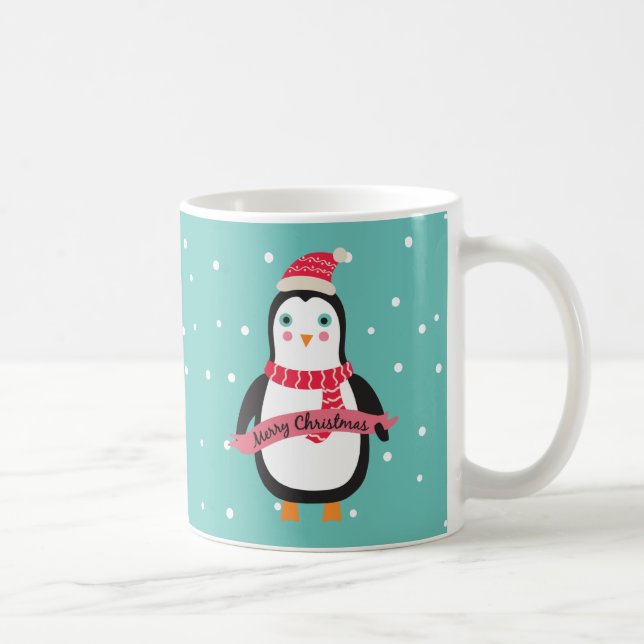 Caneca De Café Penquim de Natal Bonito e Pesonizado (Direita)