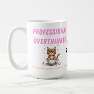 Caneca De Café Pensador Excessivo Humor de Gato Relatável 