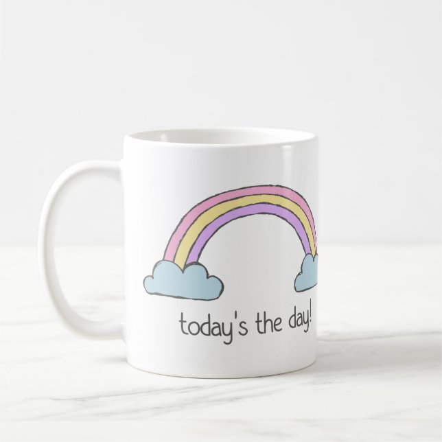 Caneca De Café Pensamento positivo + Arco-Íris: Hoje é o dia! (Esquerda)