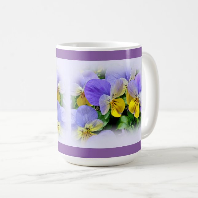Caneca De Café Pensamentos - Roxo e Amarelo (Frente Esquerda)