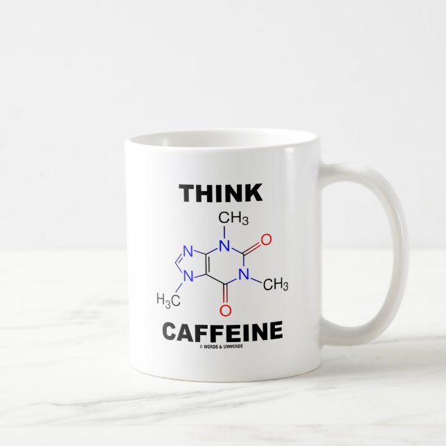 Caneca De Café Pense a cafeína (a molécula química da cafeína) (Direita)