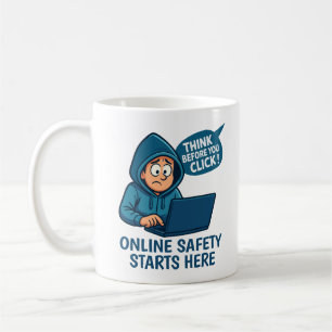 Caneca De Café Pense Antes de Clicar - Conscientização sobre Segu