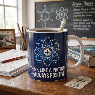 Caneca De Café Pense Como um Próton Sempre Positivo Ciência