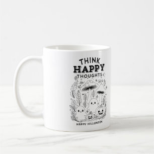 Caneca De Café Pense em pensamentos felizes Coleção de Halloween