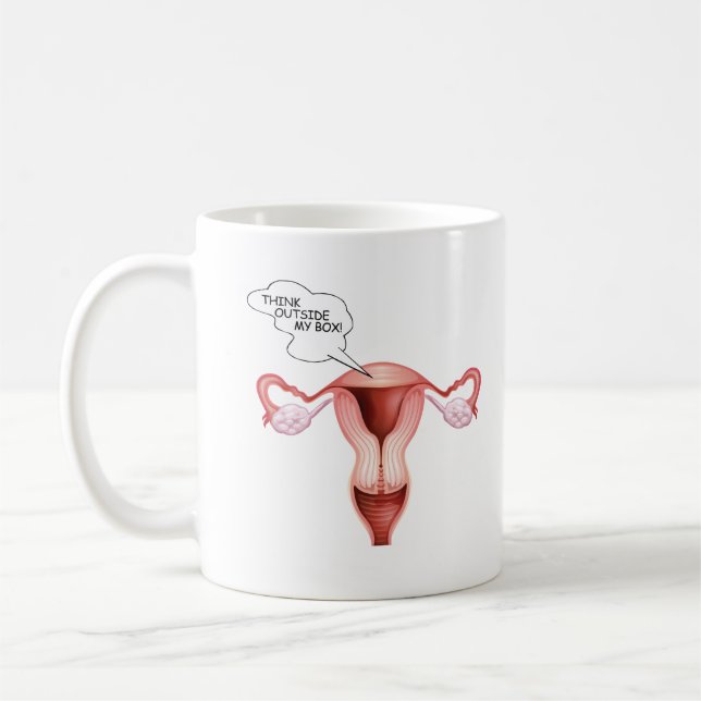 CANECA DE CAFÉ PENSE FORA DE MINHA CAIXA -- (Esquerda)