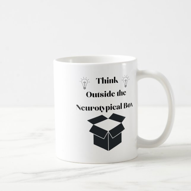 Caneca De Café Pense Fora Do Autocolante De Caixa Neurotípico (Direita)