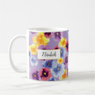 Caneca De Café Pense Pensamento em Aquarela Elegante Personalizad