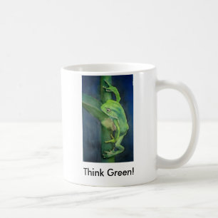 Caneca De Café Pense verde brilhante do sapo verde!