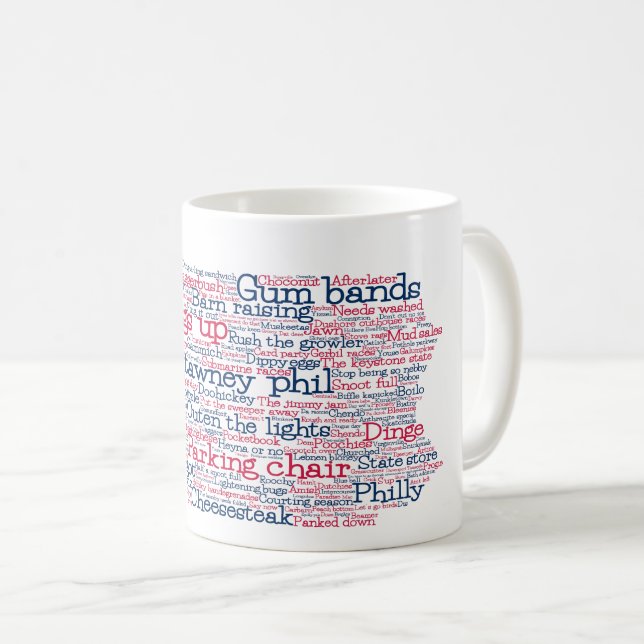 Caneca De Café Pensilvânia EUA Slang Word Art Map Café Mug (Frente Esquerda)