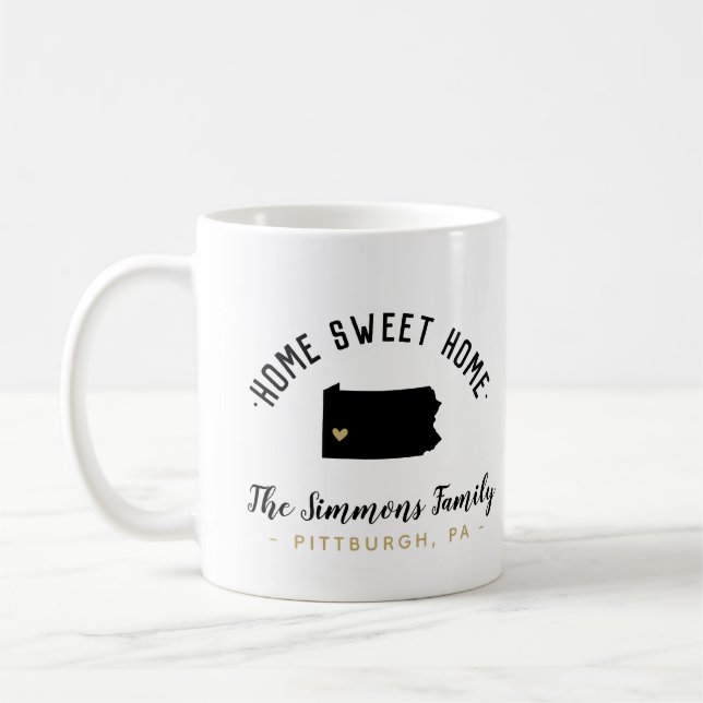 Caneca De Café Pensilvânia Home Sweet Home Family Monograma Mug (Esquerda)