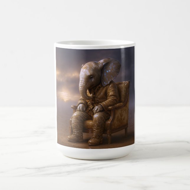 Caneca De Café Pensive Elephant Gentleman Art (Centro)
