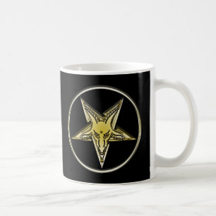 Caneca De Café Pentagram invertido com cabeça dourada da cabra