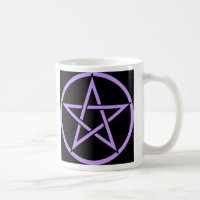 Pentagrama negro e lilac/ Pentacle Wiccan Mug