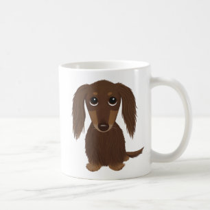 Caneca De Café Penteado Chocolate Dachshund   Cachorro-esmalte