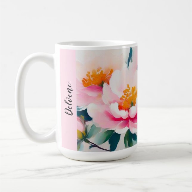 Caneca De Café Peônias cor-de-rosa (Esquerda)
