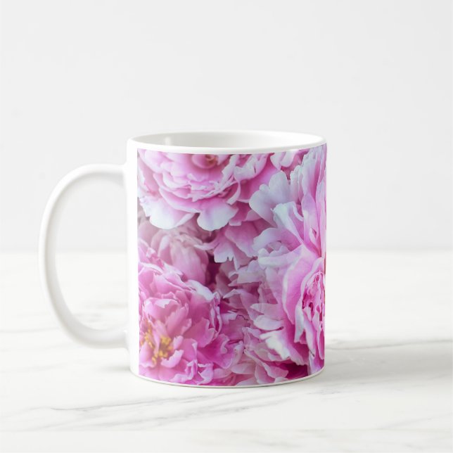 Caneca De Café Peônias cor-de-rosa chique (Esquerda)