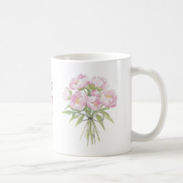 Caneca De Café Peônias Cor-de-Rosa com Cerâmica de Laço