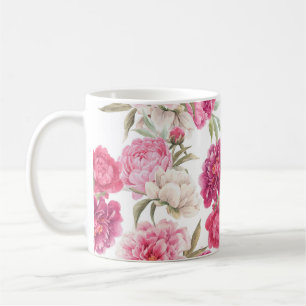 Caneca De Café Peônias de cor-de-água rosa: Elegância Floral