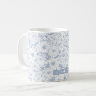 Caneca De Café Peony E Anêmona Ilustram Floral