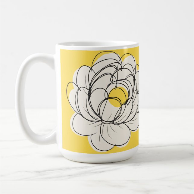 Caneca De Café Peony Mug Bold Yellow Graphic Flower Minimalist Li (Esquerda)