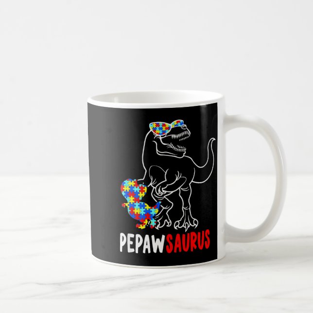 Caneca De Café Pepawsaurus T Rex Dinossauro Conscientização do Au (Direita)